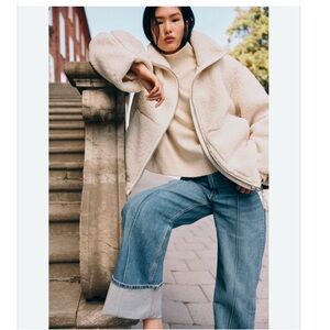 H&M Teddy Fleece Jacket - Light-beige Size XXL